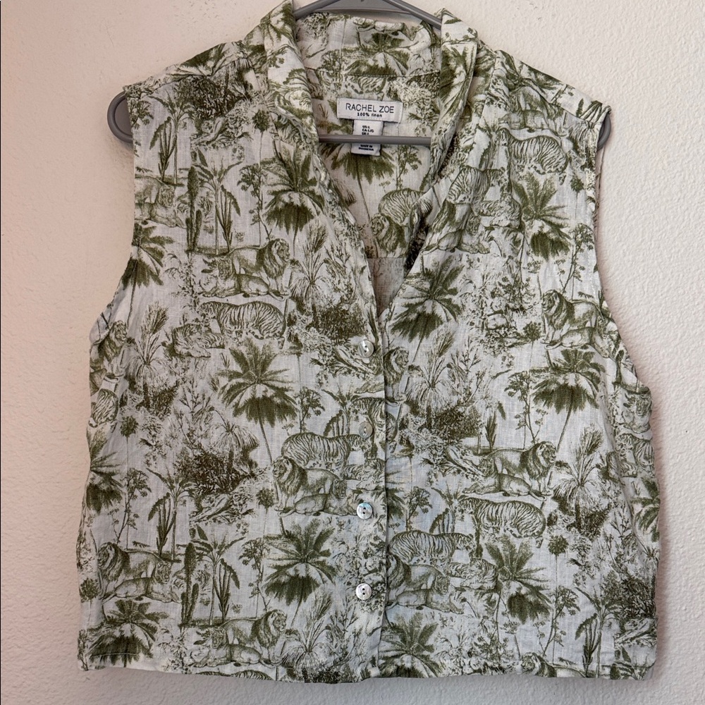 Rachel Zoe Safari Linen Sleeveless Blouse